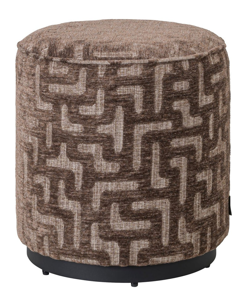 Richmond Hocker & Fußbank Lexie Brown Labyrinth Ø45cm, Polyester