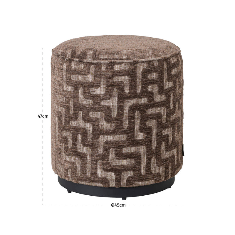 Richmond Hocker & Fußbank Lexie Brown Labyrinth Ø45cm, Polyester
