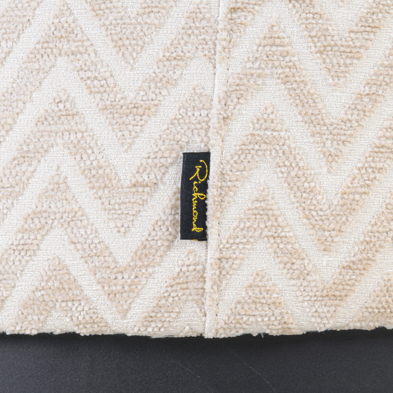 Richmond Hocker Lexie beige Chevron Ø70 cm – runder Pouf