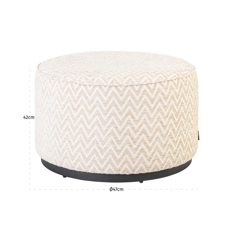 Richmond Hocker Lexie beige Chevron Ø70 cm – runder Pouf