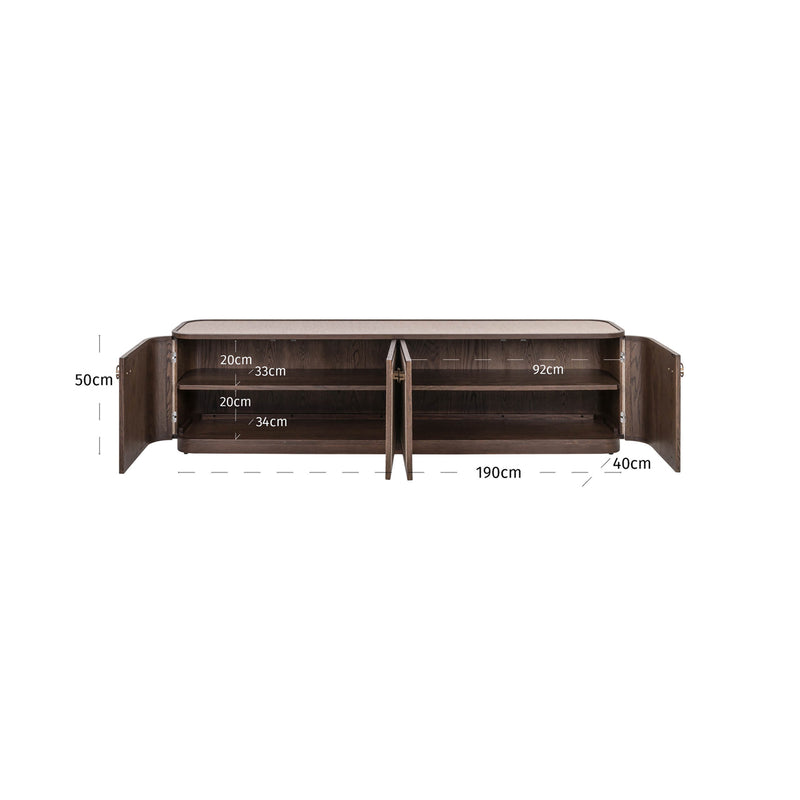 TV-Schrank Willox mit 4 Türen, Eiche & Leinen, beige, 190 cm