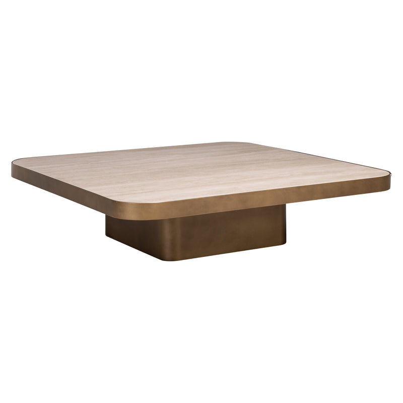 Couchtisch Claridge beige 100x100 cm - Glas, Eisen & Keramik