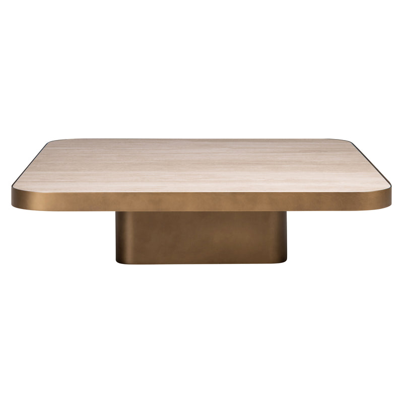Couchtisch Claridge beige 100x100 cm - Glas, Eisen & Keramik