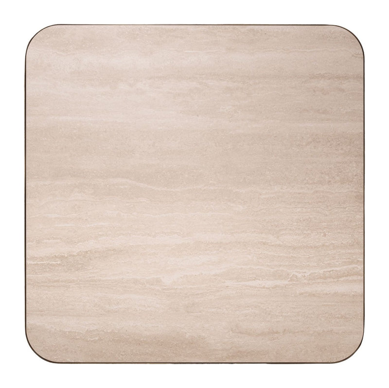 Couchtisch Claridge beige 100x100 cm - Glas, Eisen & Keramik