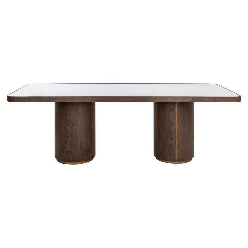 Esstisch Willox 235 cm Beige mit Glasplatte, Eiche und Metall