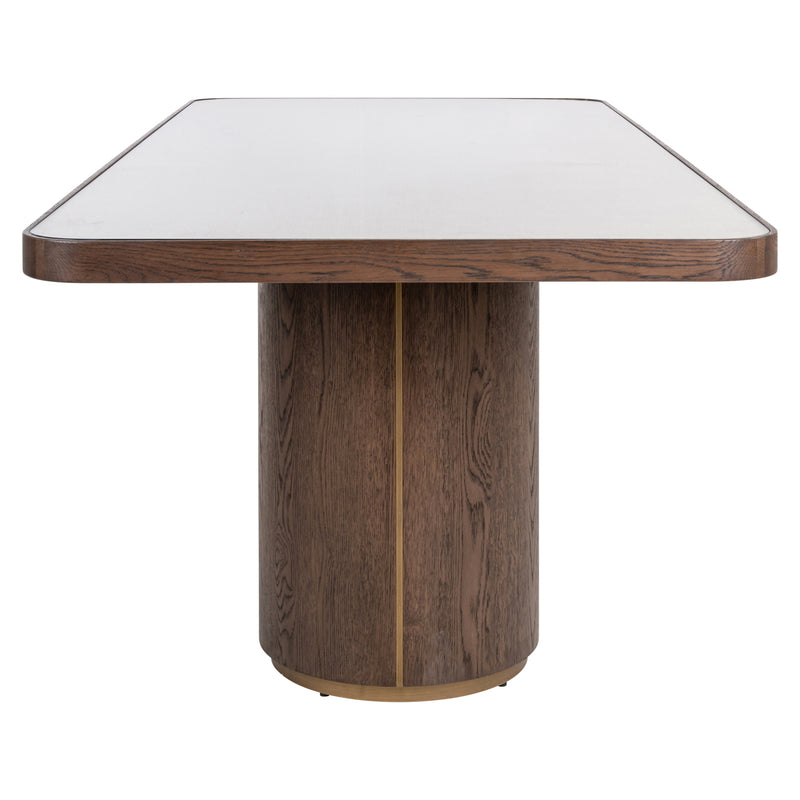 Esstisch Willox 235 cm Beige mit Glasplatte, Eiche und Metall