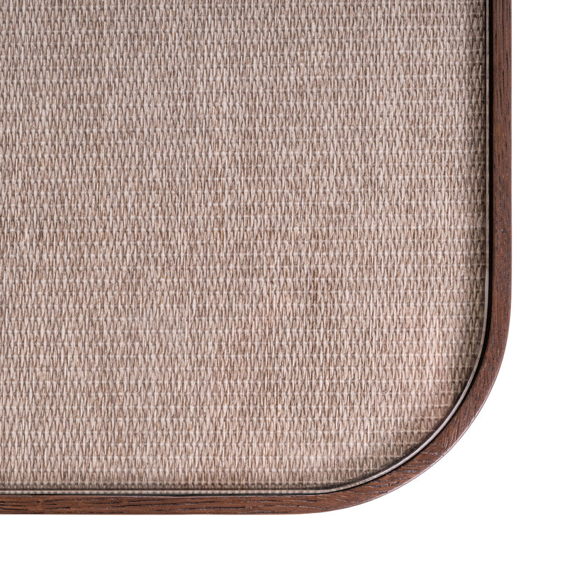 Esstisch Willox 235 cm Beige mit Glasplatte, Eiche und Metall
