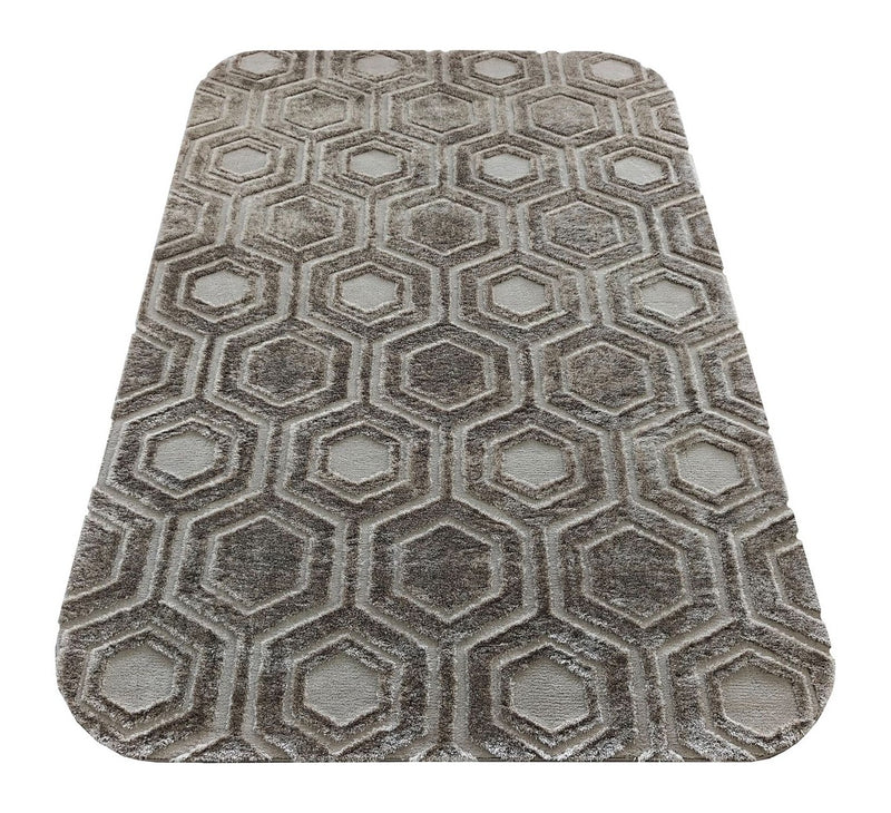 Richmond Teppich Odin brown 200x290 cm - Sechseck-Reliefmuster