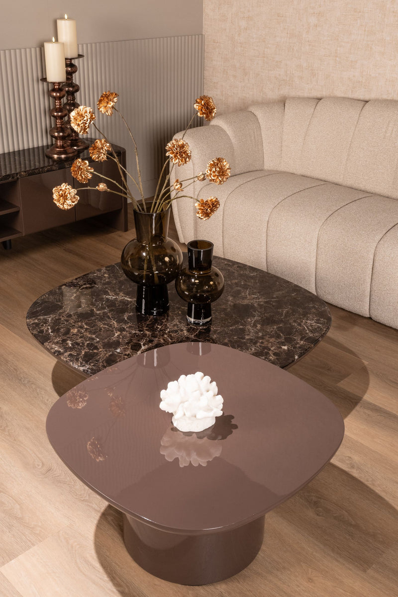 Couchtisch Almundi rund, chocolate brown, Marmor-Optik 100cm