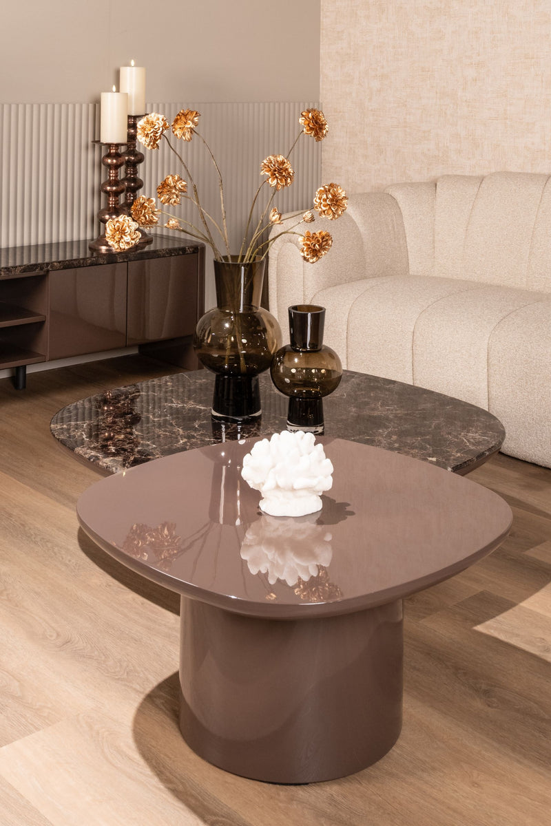 Couchtisch Almundi rund, chocolate brown, Marmor-Optik 100cm