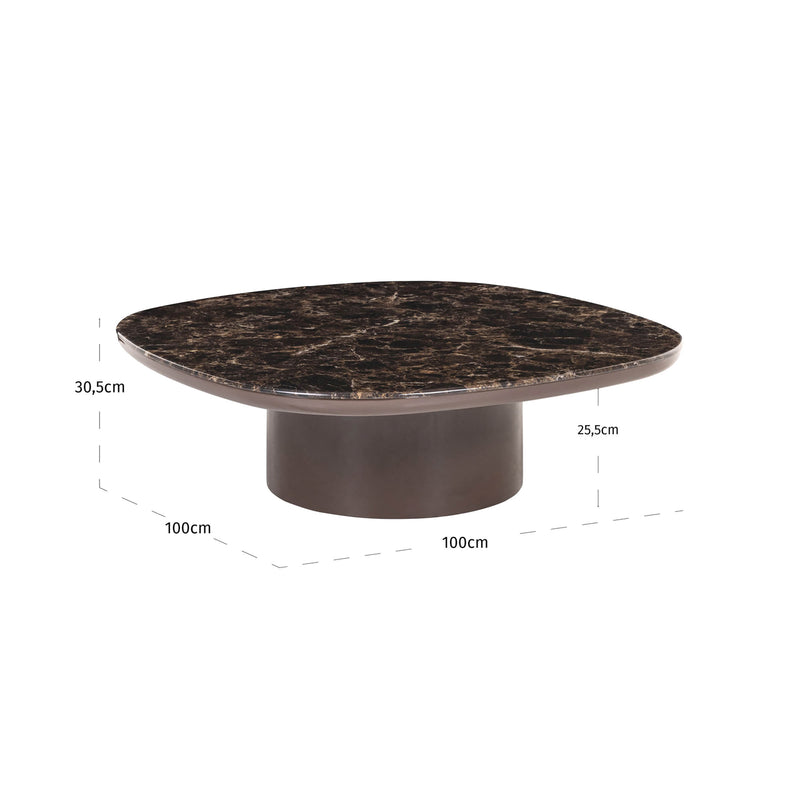 Couchtisch Almundi rund, chocolate brown, Marmor-Optik 100cm