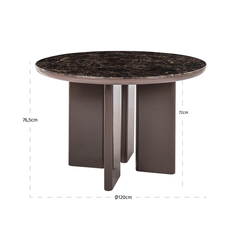 Esstisch Almundi Ø120 cm, Chocolate Brown, Marmor-Optik, Richmond