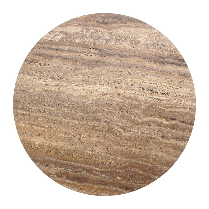 Beistelltisch Russo mit Travertin & Messing-Optik, ash brown –