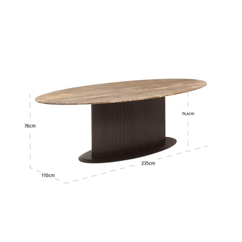 Esstisch Russo oval 235 cm Travertin-Optik in Ash Brown, Richmond