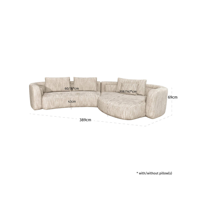 Sofa Augusto Lounge rechts Natural Softweave – Richmond XXL-Loungesofa