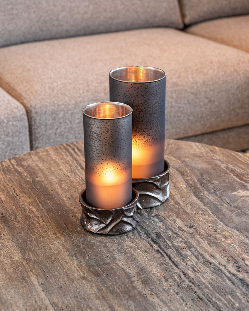 Couchtisch Russo rund, Ø90 cm, Travertin & Messing, ash brown