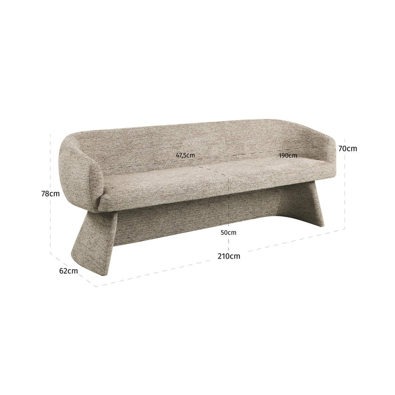 Sitzbank Quiriro mocca linear – vollgepolstert mit Armlehnen, 210 cm