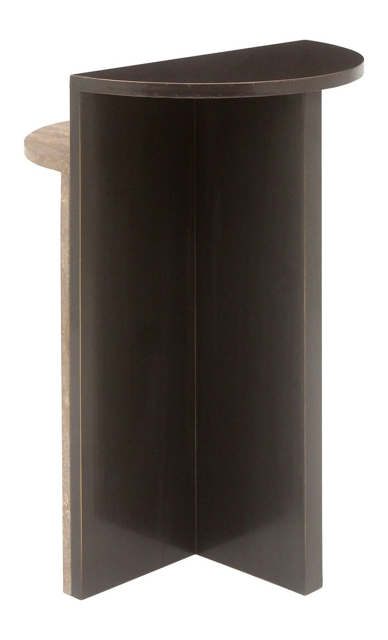 Beistelltisch Russo mit Travertin-Platte, Messing-Akzente, ash brown