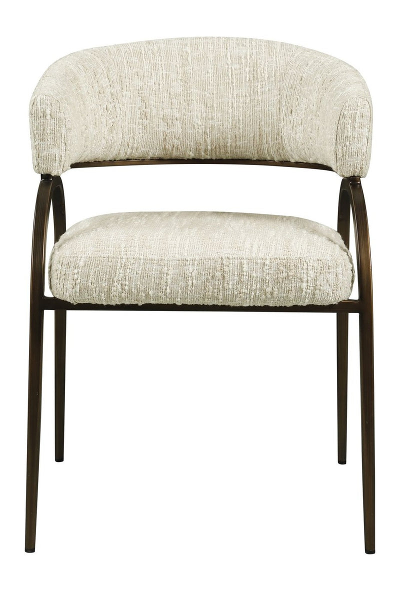 Esszimmerstuhl Charda beige Angora mit Armlehnen und Bronze-Gestell