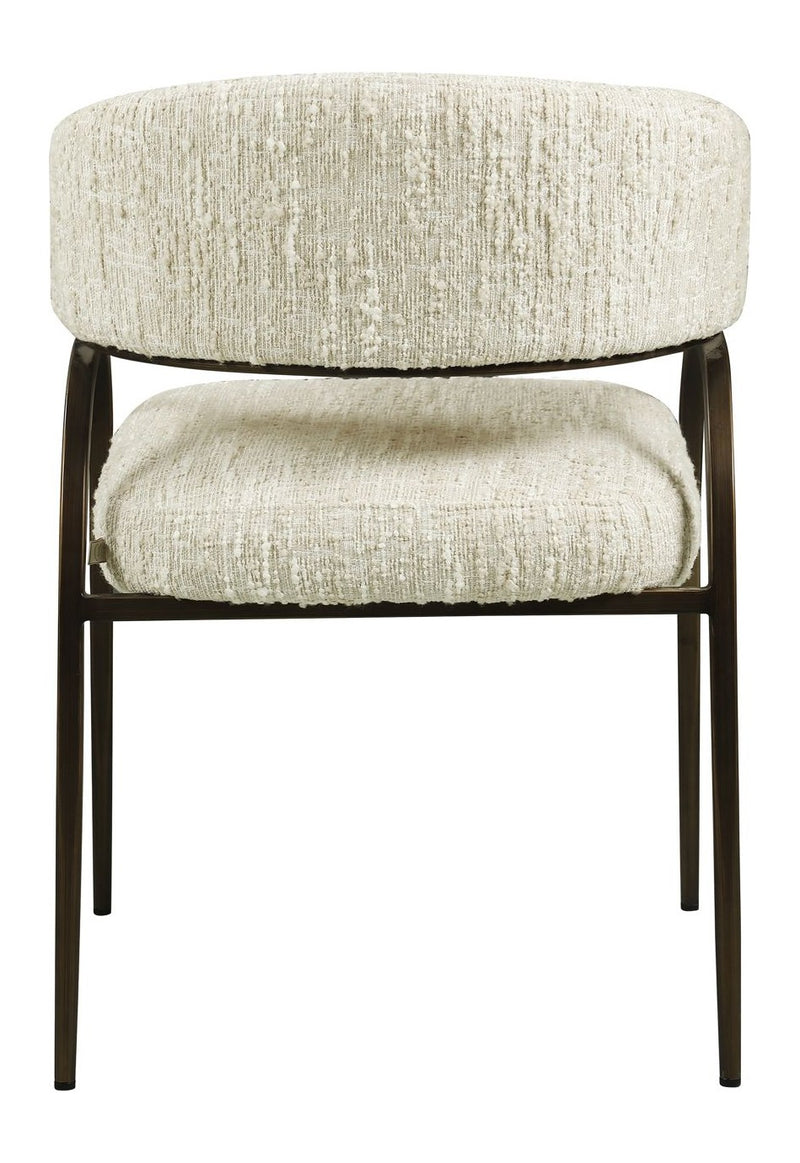 Esszimmerstuhl Charda beige Angora mit Armlehnen und Bronze-Gestell