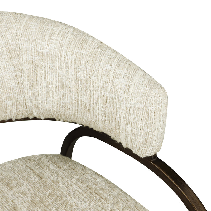 Esszimmerstuhl Charda beige Angora mit Armlehnen und Bronze-Gestell