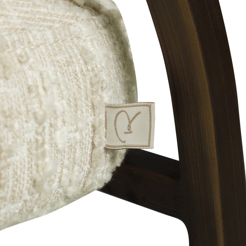 Esszimmerstuhl Charda beige Angora mit Armlehnen und Bronze-Gestell