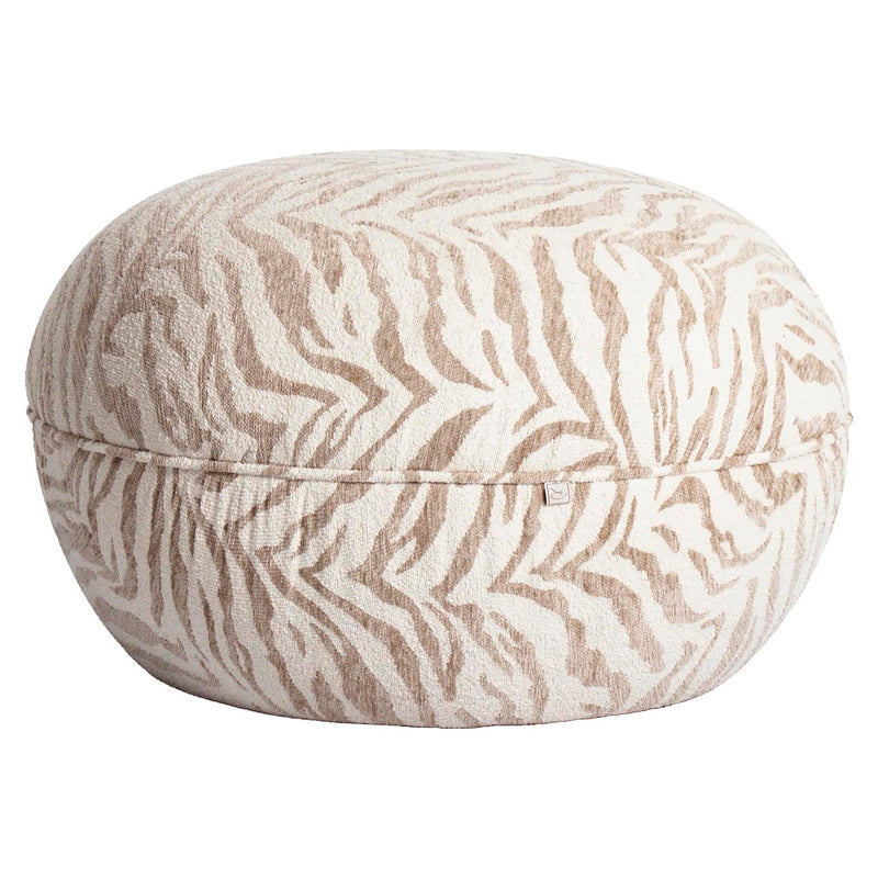 Hocker Jace beige tiger – Pouf mit Tigermuster als Sitz & Fußbank