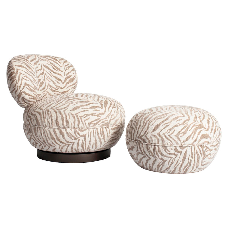Hocker Jace beige tiger – Pouf mit Tigermuster als Sitz & Fußbank