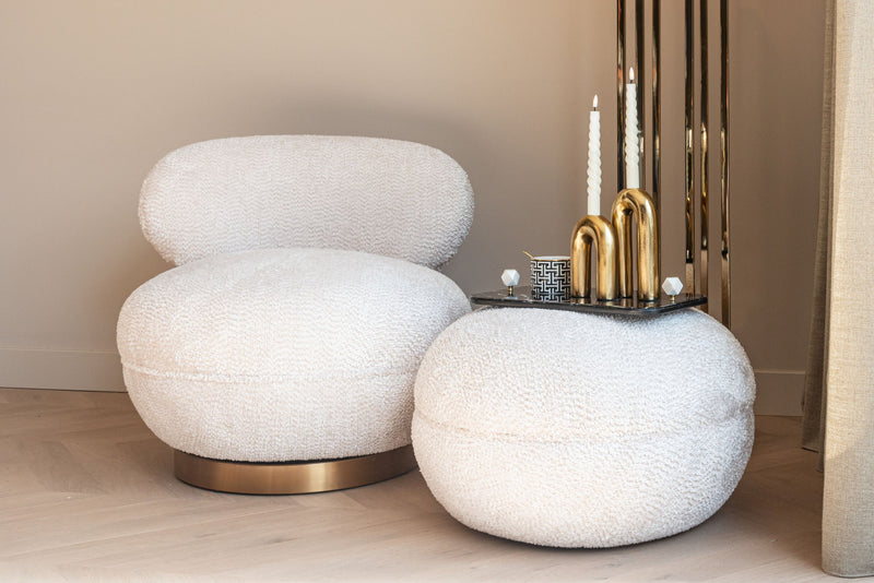 Hocker Jace beige tiger – Pouf mit Tigermuster als Sitz & Fußbank