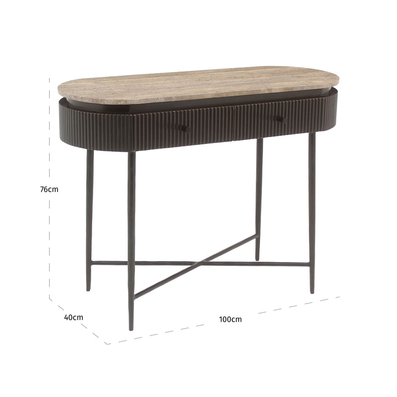 Richmond Konsole Russo Travertin Ash Brown – Konsolentisch für Flur