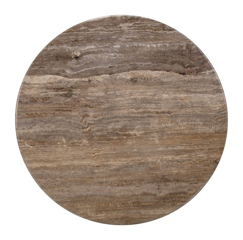 Runder Couchtisch Chainey ash brown aus Travertin & Mangoholz