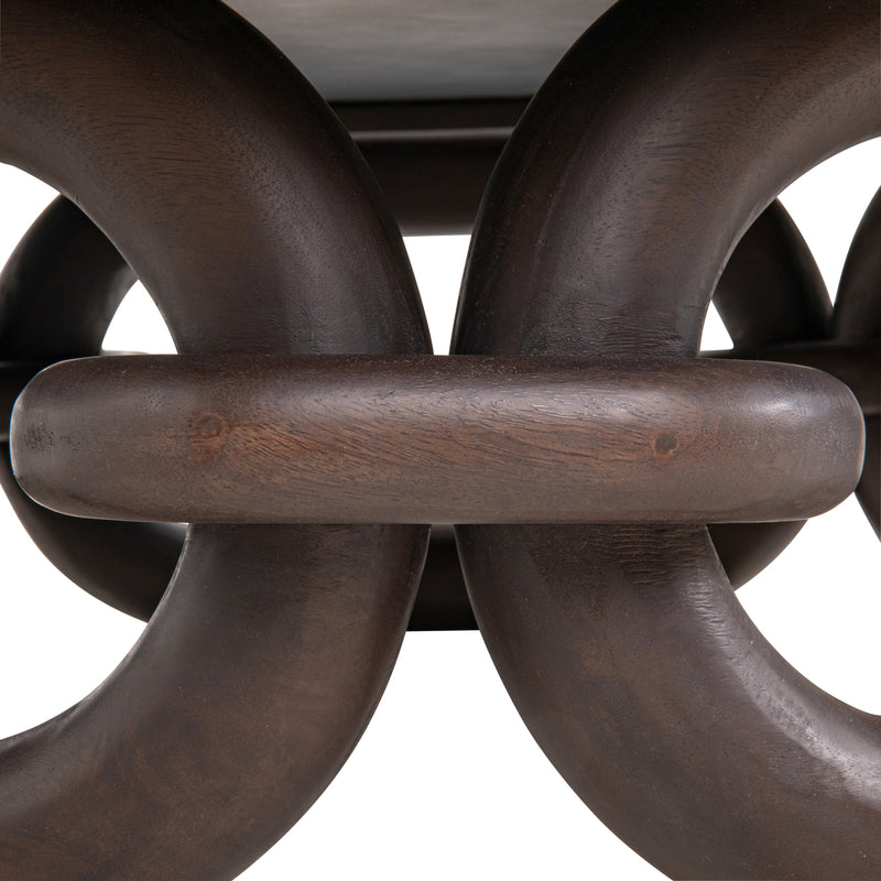 Runder Couchtisch Chainey ash brown aus Travertin & Mangoholz