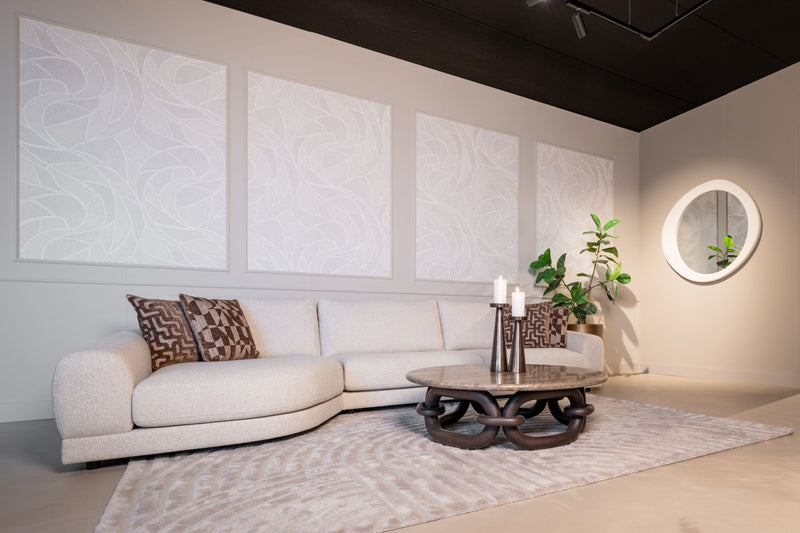 Runder Couchtisch Chainey ash brown aus Travertin & Mangoholz