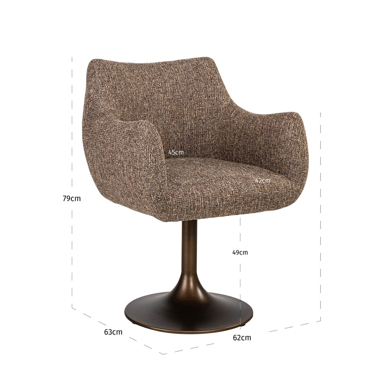 Esszimmerstuhl Aldo Brown Tweed – Drehstuhl mit Tweed-Bezug, Richmond