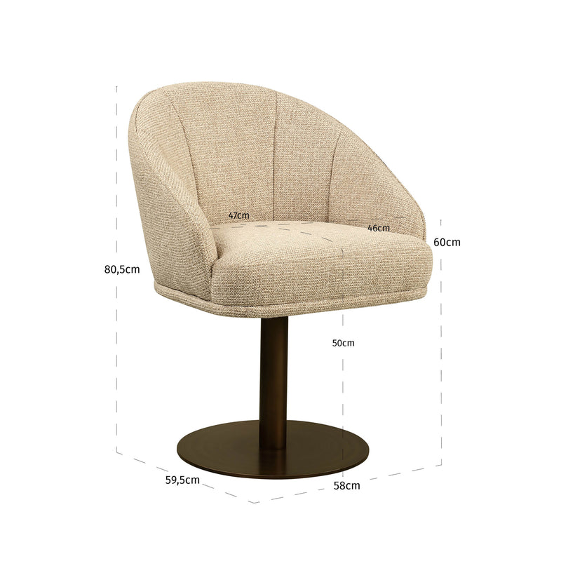 Esszimmerstuhl Beverly natural fancy - drehbar mit Polyester-Bezug