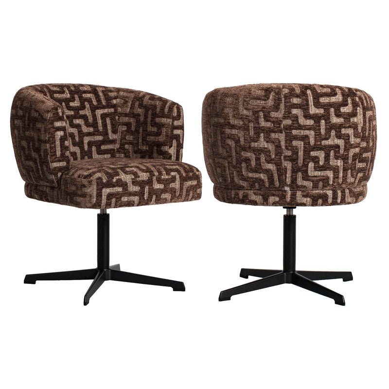 Esszimmerstuhl Dinan Brown Labyrinth – drehbar, Polyester-Bezug