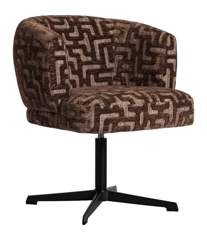 Esszimmerstuhl Dinan Brown Labyrinth – drehbar, Polyester-Bezug