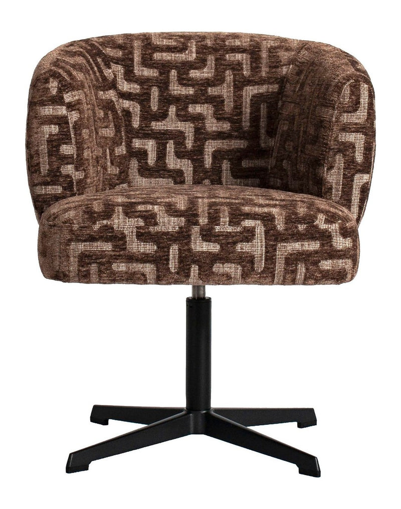 Esszimmerstuhl Dinan Brown Labyrinth – drehbar, Polyester-Bezug
