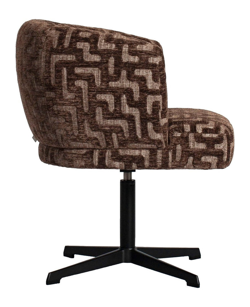 Esszimmerstuhl Dinan Brown Labyrinth – drehbar, Polyester-Bezug
