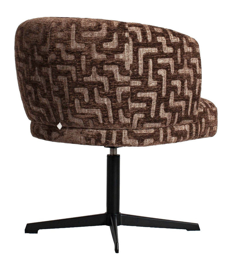 Esszimmerstuhl Dinan Brown Labyrinth – drehbar, Polyester-Bezug