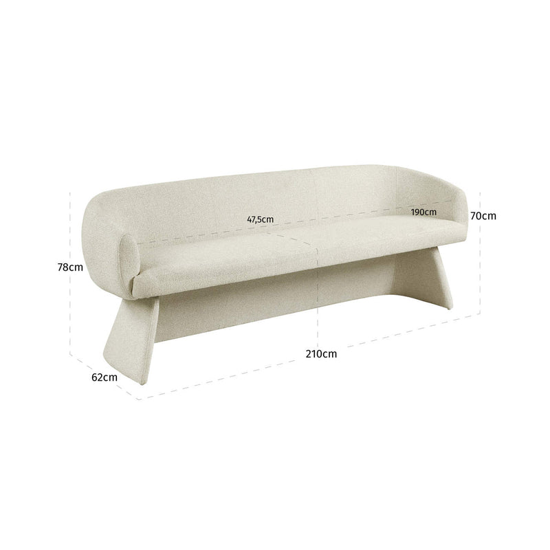 Sitzbank Quiriro Biscotti - gepolsterte Esszimmerbank, 210 cm