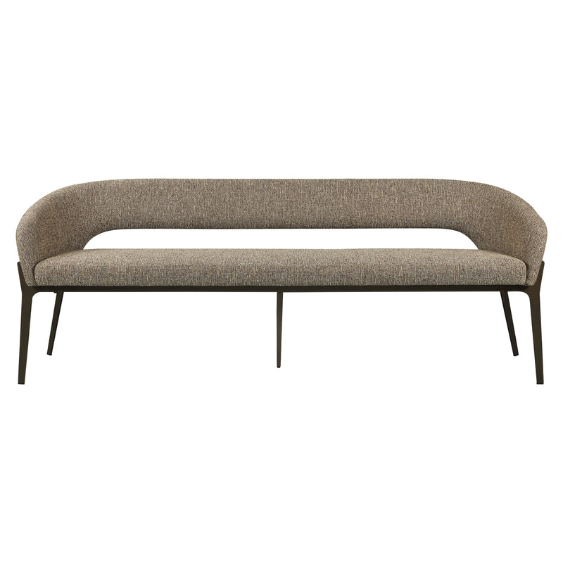 Sitzbank Kenzi brown tweed – Esszimmerbank mit Bronze-Gestell
