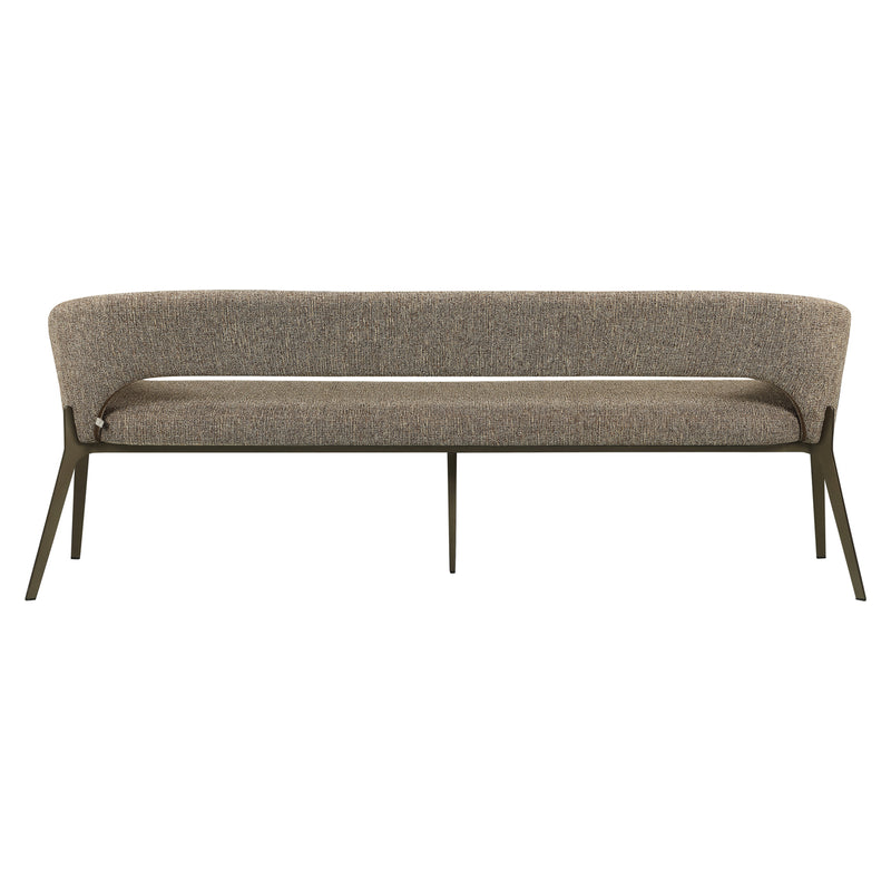 Sitzbank Kenzi brown tweed – Esszimmerbank mit Bronze-Gestell