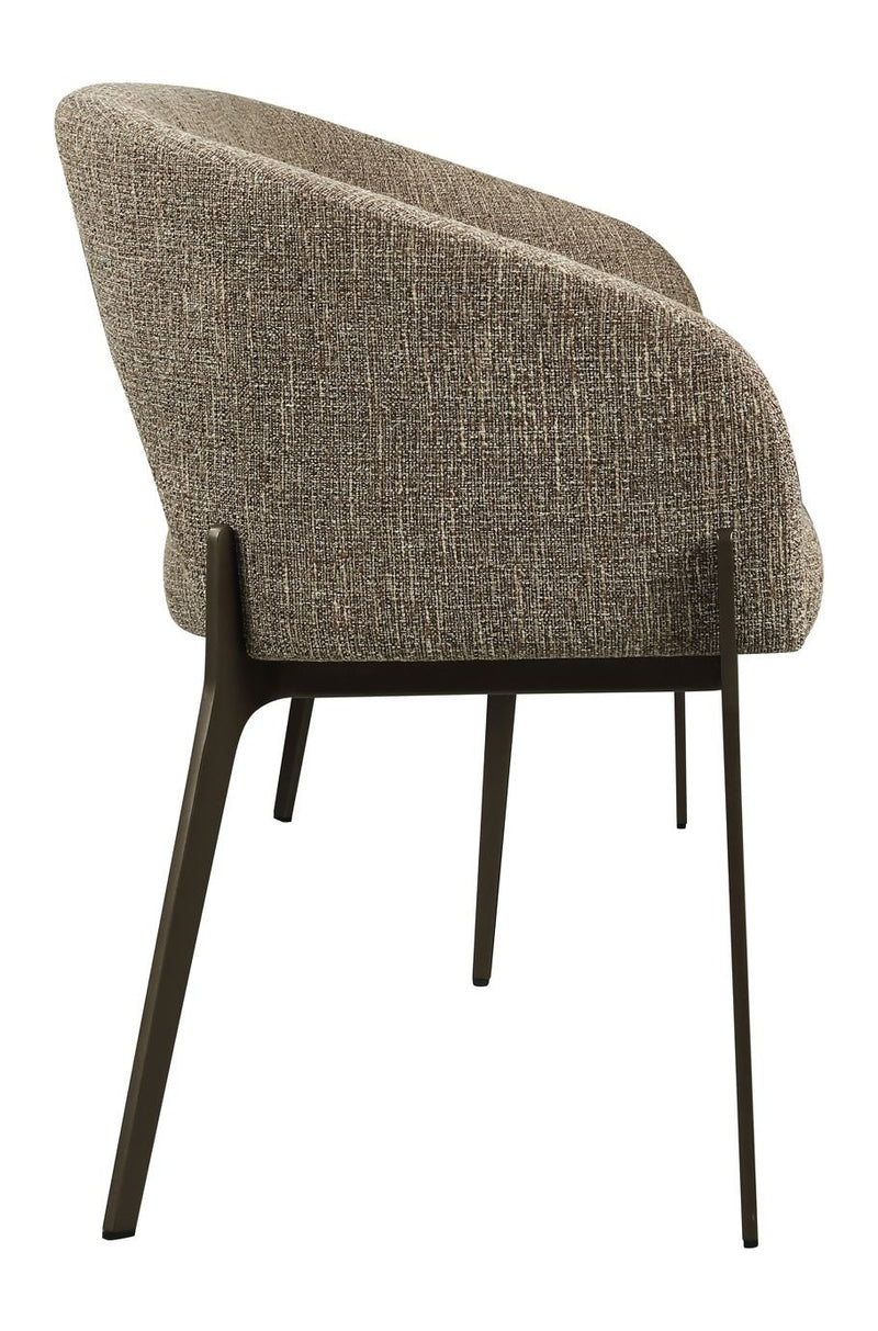 Sitzbank Kenzi brown tweed – Esszimmerbank mit Bronze-Gestell
