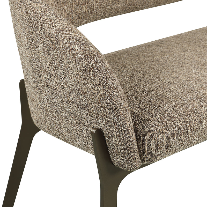 Sitzbank Kenzi brown tweed – Esszimmerbank mit Bronze-Gestell