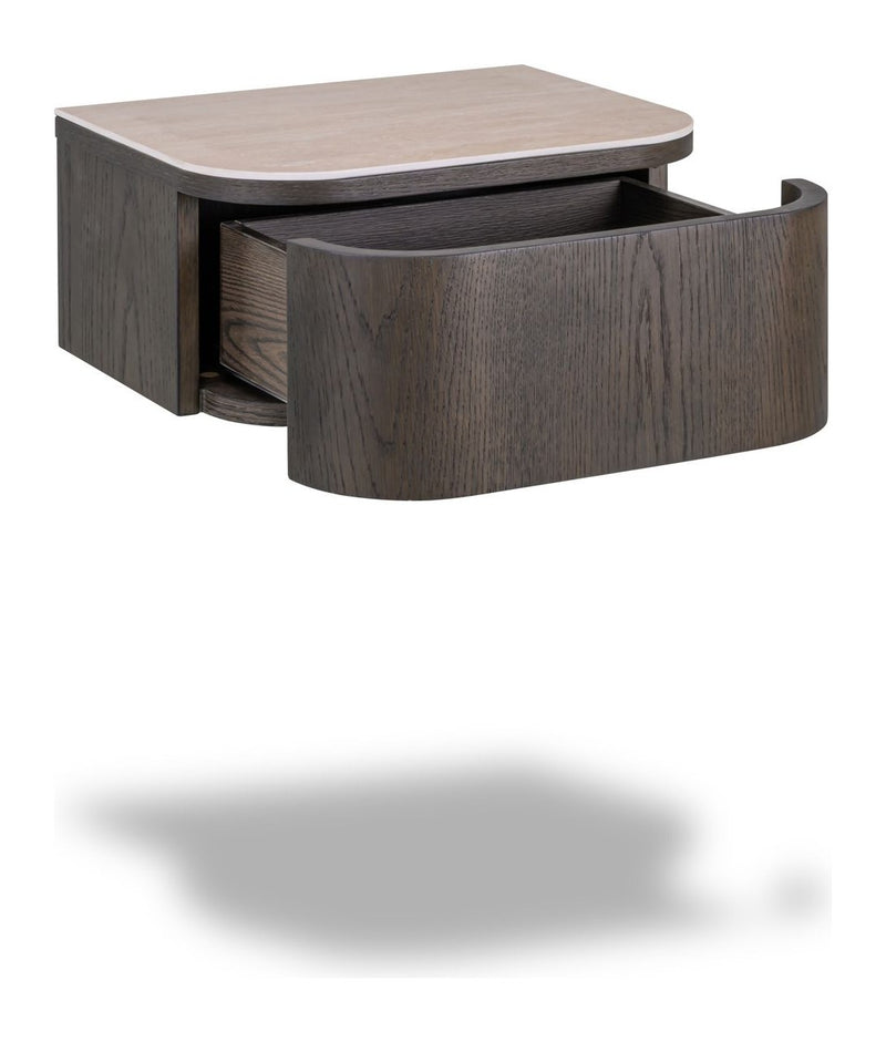 Nachttisch Nando wandmontiert mit Travertin-Optik – Richmond Interiors