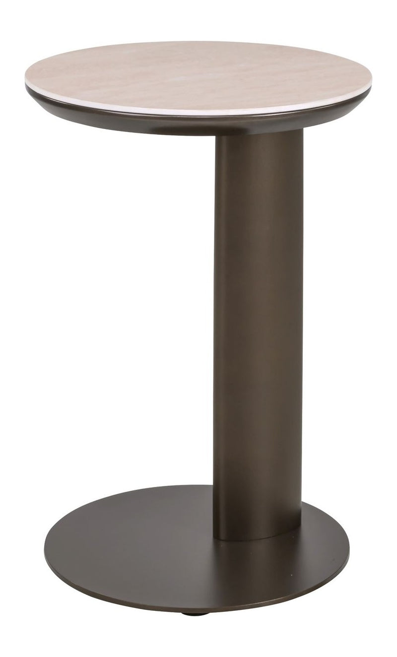 Sofabeistelltisch Ritz braun – Richmond Travertin-Optik, Metallgestell
