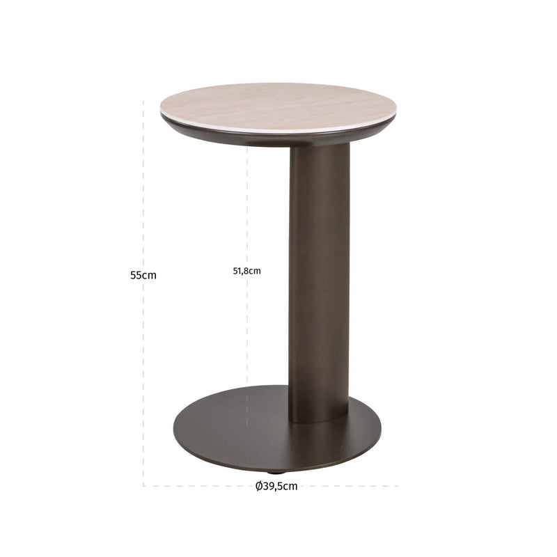 Sofabeistelltisch Ritz braun – Richmond Travertin-Optik, Metallgestell