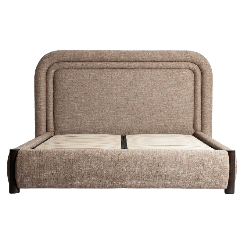 Bett Citadel Sand Tweed 160x200 cm mit massiven Eichenfüßen