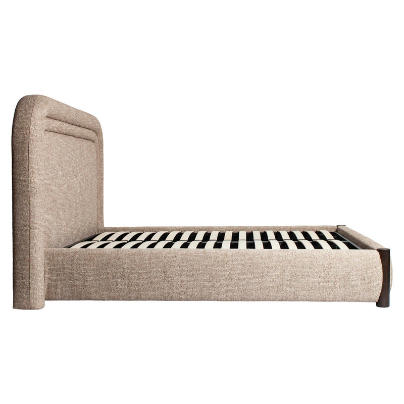 Bett Citadel Sand Tweed 160x200 cm mit massiven Eichenfüßen